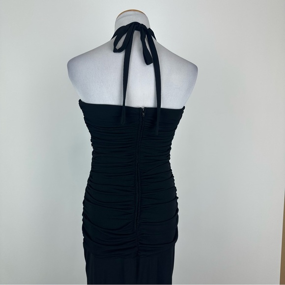 Jessica McClintock Black White Contrast Jersey Stretch Halter Dress Size 6 - Picture 9 of 12